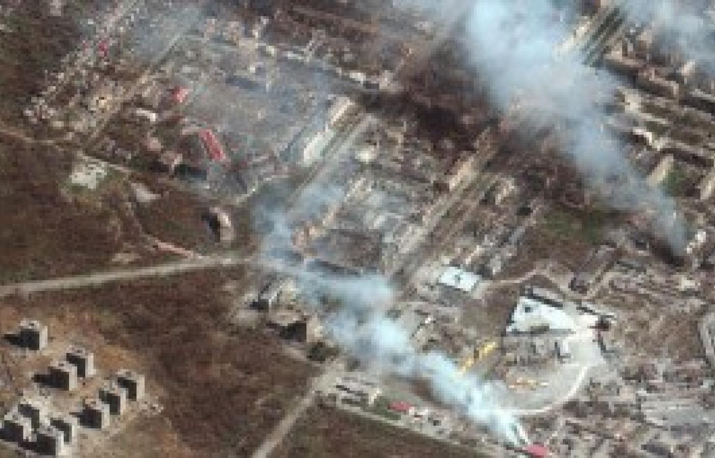 Satellite image of war damage to city in Ukraine