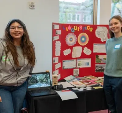 Alexa Gomez Silva and Amelie Voutilainen at the World Languages and Culture Fair in 2024