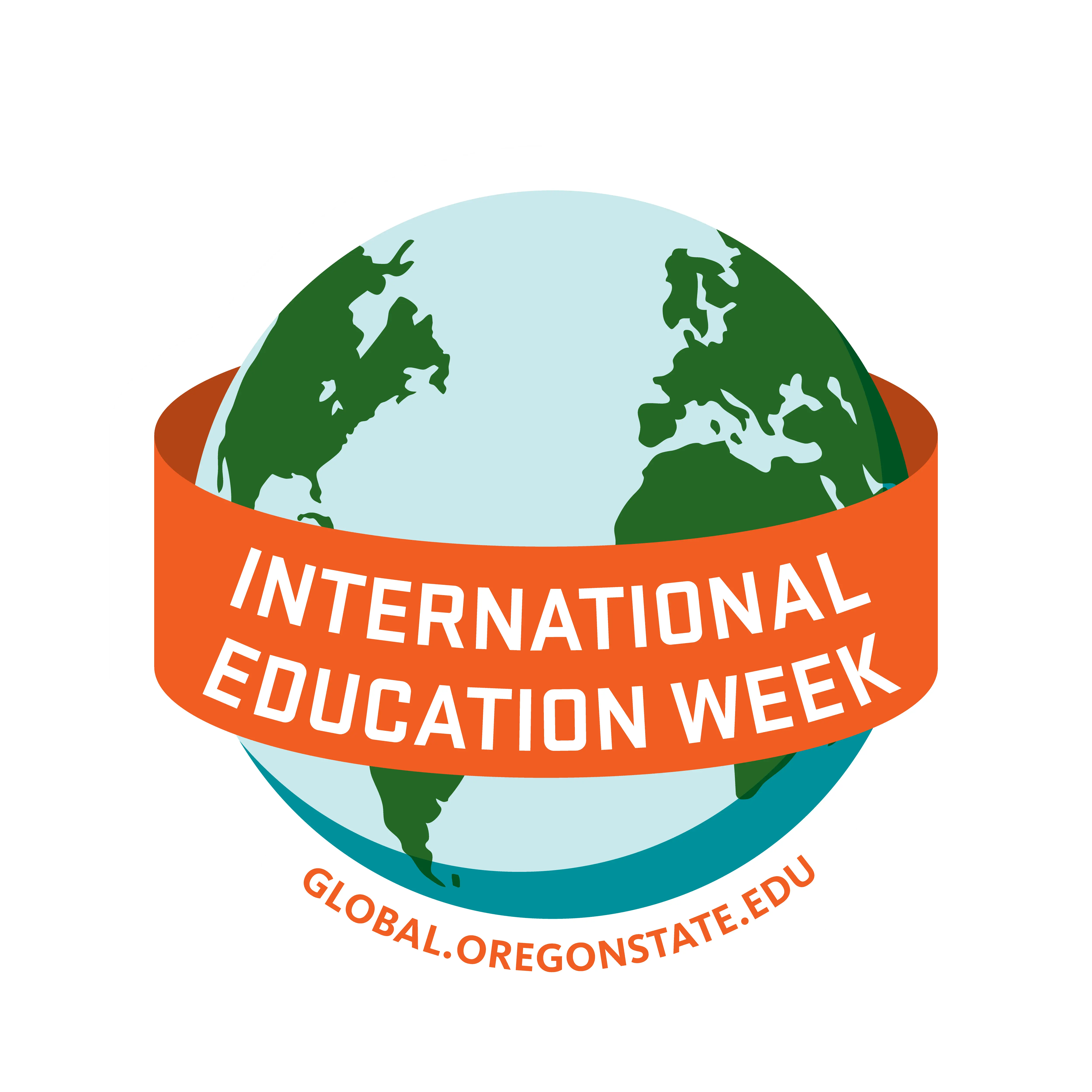 Image of globe with banner reading "International Education Week"